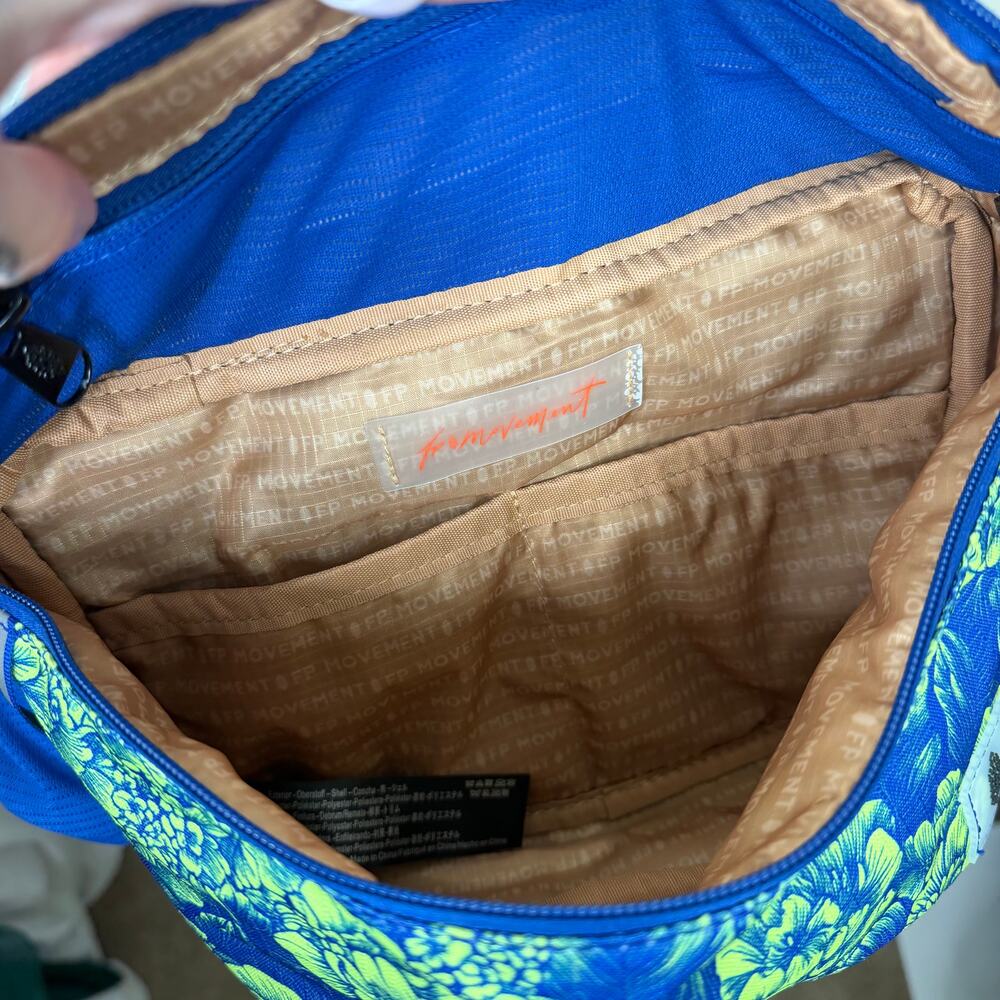 NEW Free People Movement FP Blue Woodblock Floral Happy Packer Cargo Sling Bag - Picture 11 of 13